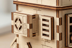 Laser Cut 3D Wooden Townhouse Model File for Dollhouse Decor Product Image 4