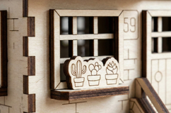 Laser Cut 3D Wooden Townhouse Model File for Dollhouse Decor Product Image 3