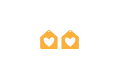 House with Heart Love Earrings Laser Cut Template Product Image 2
