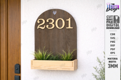 Modern House Number - Address Sign SVG Layered Laser Cut Product Image 1