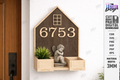 Modern House Number - Address Sign SVG Layered Laser Cut Product Image 1
