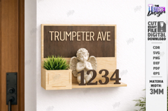 Modern House Number - Address Sign SVG Layered Laser Cut Product Image 1
