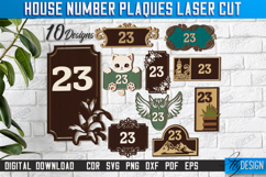 House Number Plaques Laser Cut Bundle, Address Home Sign SVG Product Image 1