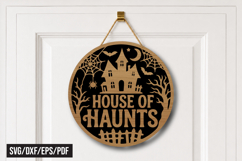 House of Haunts Halloween Door Hanger Laser Cut SVG Product Image 1