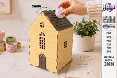 3D Mini House Paper Bin Laser Cut | Desktop Storage Box |CNC Product Image 1