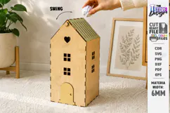 3D Mini House Paper Bin Laser Cut | Desktop Storage Box |CNC Product Image 1