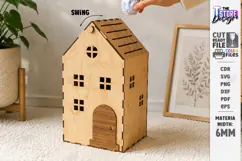 3D Mini House Paper Bin Laser Cut | Desktop Storage Box |CNC Product Image 1