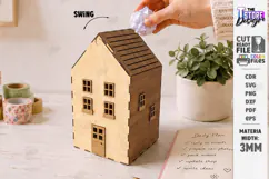 3D Mini House Paper Bin Laser Cut | Desktop Storage Box |CNC Product Image 1
