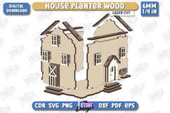 House Planter Wood Laser Cut | Flower Holder | Home Garden Product Image 2