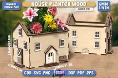 House Planter Wood Laser Cut | Flower Holder | Home Garden Product Image 1