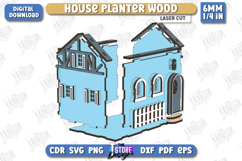 House Planter Wood Laser Cut | Flower Holder | Home Garden Product Image 2