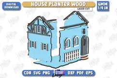 House Planter Wood Laser Cut | Flower Holder | Home Garden Product Image 2