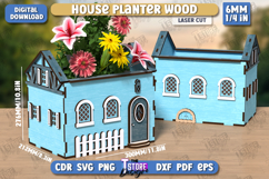 House Planter Wood Laser Cut | Flower Holder | Home Garden Product Image 1