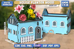 House Planter Wood Laser Cut | Flower Holder | Home Garden Product Image 1