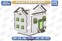 House Planter Wood Laser Cut | Flower Holder | Home Garden Product Image 2