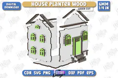 House Planter Wood Laser Cut | Flower Holder | Home Garden Product Image 2