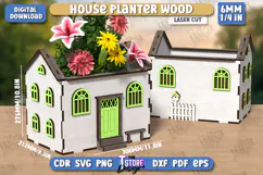 House Planter Wood Laser Cut | Flower Holder | Home Garden Product Image 1