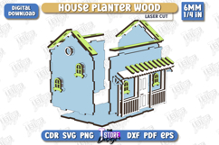 House Planter Wood Laser Cut | Flower Holder | Home Garden Product Image 2