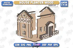 House Planter Wood Laser Cut | Flower Holder | Home Garden Product Image 2