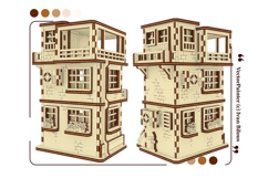 Laser Cut 3D Wooden Townhouse Model File for Dollhouse Decor Product Image 15