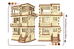 Laser Cut 3D Wooden Townhouse Model File for Dollhouse Decor Product Image 14
