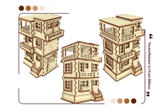 Laser Cut 3D Wooden Townhouse Model File for Dollhouse Decor Product Image 13