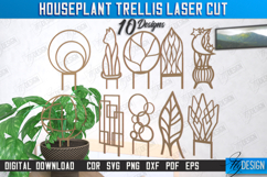Houseplant Trellis Laser Cut Bundle, Wooden Garden Decor SVG Product Image 1