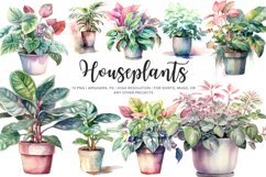 10 House Plants watercolor Clipart bundle, Houseplants Png Product Image 1
