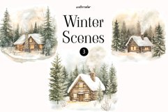 Christmas Watercolor Clipart - Winter Scene Clipart Product Image 1