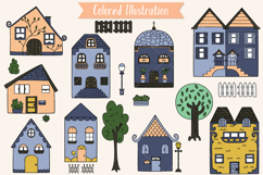 Houses Color Doodles, Home, City Building, Cottage, Tree Product Image 2