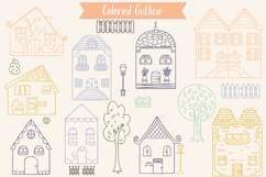 Houses Color Doodles, Home, City Building, Cottage, Tree Product Image 4