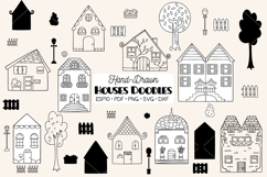 Houses Doodles | Home, City Building, Cottage, Tree, Fence Product Image 1