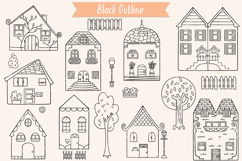 Houses Doodles | Home, City Building, Cottage, Tree, Fence Product Image 2