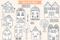Houses Doodles | Home, City Building, Cottage, Tree, Fence Product Image 4