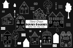 Houses White Doodles, Home, City Building, Cottage, Tree Product Image 1