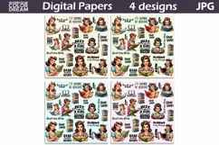 Housewife Book Digital Paper | Book Lover Background Product Image 2