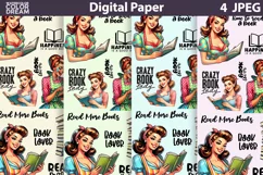 Housewife Book Digital Paper | Book Lover Background Product Image 1
