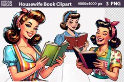 Housewife Reading Clipart | Book Lover Sublimation Product Image 1