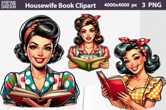 Housewife Reading Clipart | Book Lover Sublimation Product Image 1