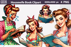 Housewife Reading Clipart | Book Lover Sublimation Product Image 1