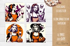 Housewives Halloween Sublimation Coaster | Square Coaster Product Image 1