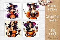 Housewives Halloween Sublimation Coaster | Square Coaster Product Image 1