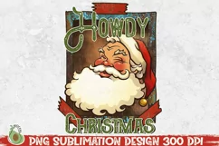 Howdy Christmas PNG, vintage country sublimation, santa png Product Image 1