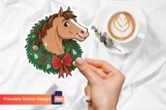 Howdy Christmas Horse Sticker, Holiday Horse Decor Product Image 1
