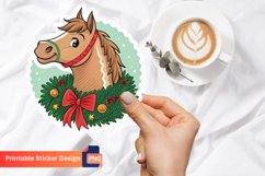 Howdy Christmas Horse Sticker, Holiday Horse Decor Product Image 1