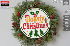 Howdy Christmas SVG | Christmas Round Sign SVG | Xmas SVG Product Image 1