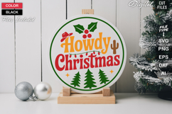 Howdy Christmas SVG | Christmas Round Sign SVG | Xmas SVG Product Image 2