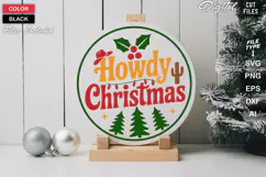Howdy Christmas SVG | Christmas Round Sign SVG | Xmas SVG Product Image 2