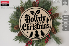 Howdy Christmas SVG | Christmas Round Sign SVG | Xmas SVG Product Image 3