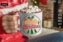 Howdy Christmas SVG | Christmas Round Sign SVG | Xmas SVG Product Image 5